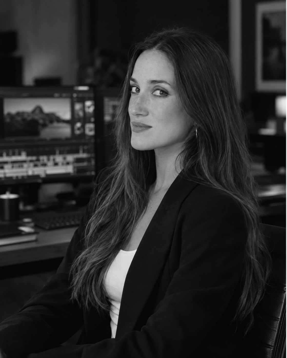 Geraldine Marfull Steinman, founder of VIDEOMETRICAL, in her editing studio
