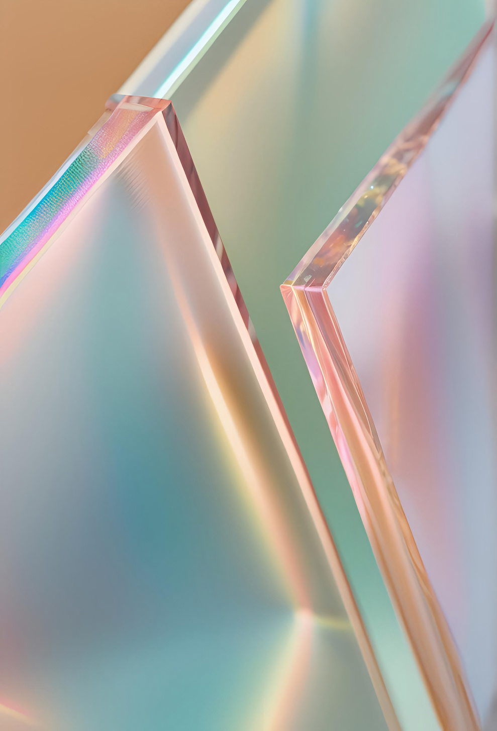 Softly colored glass reflecting light
